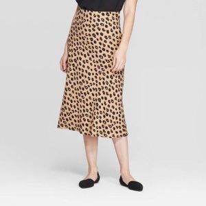 A New Day Leopard Print Midi Skirt